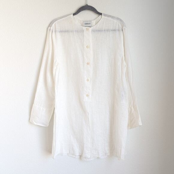Massimo Dutti Limited Edition White Linen Long Sleeve Button Long Shirt, size S - Picture 1 of 12